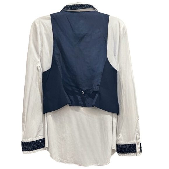 Cinq A Sept Ellery embellished two-piece top blouse with removable vest Medium - Picture 12 of 13